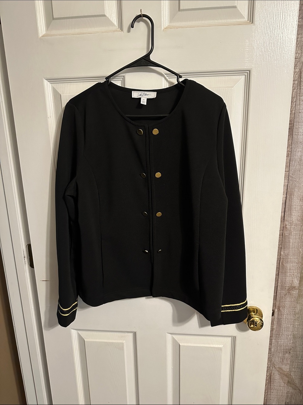 libby. edelman Black Blazer with Gold Buttons and Trim